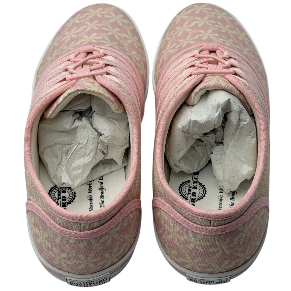 NEW Bradford Exchange Womens US 6.5 UK 5 Shoes Pink Floral Print Ribbon Retro - Picture 6 of 11